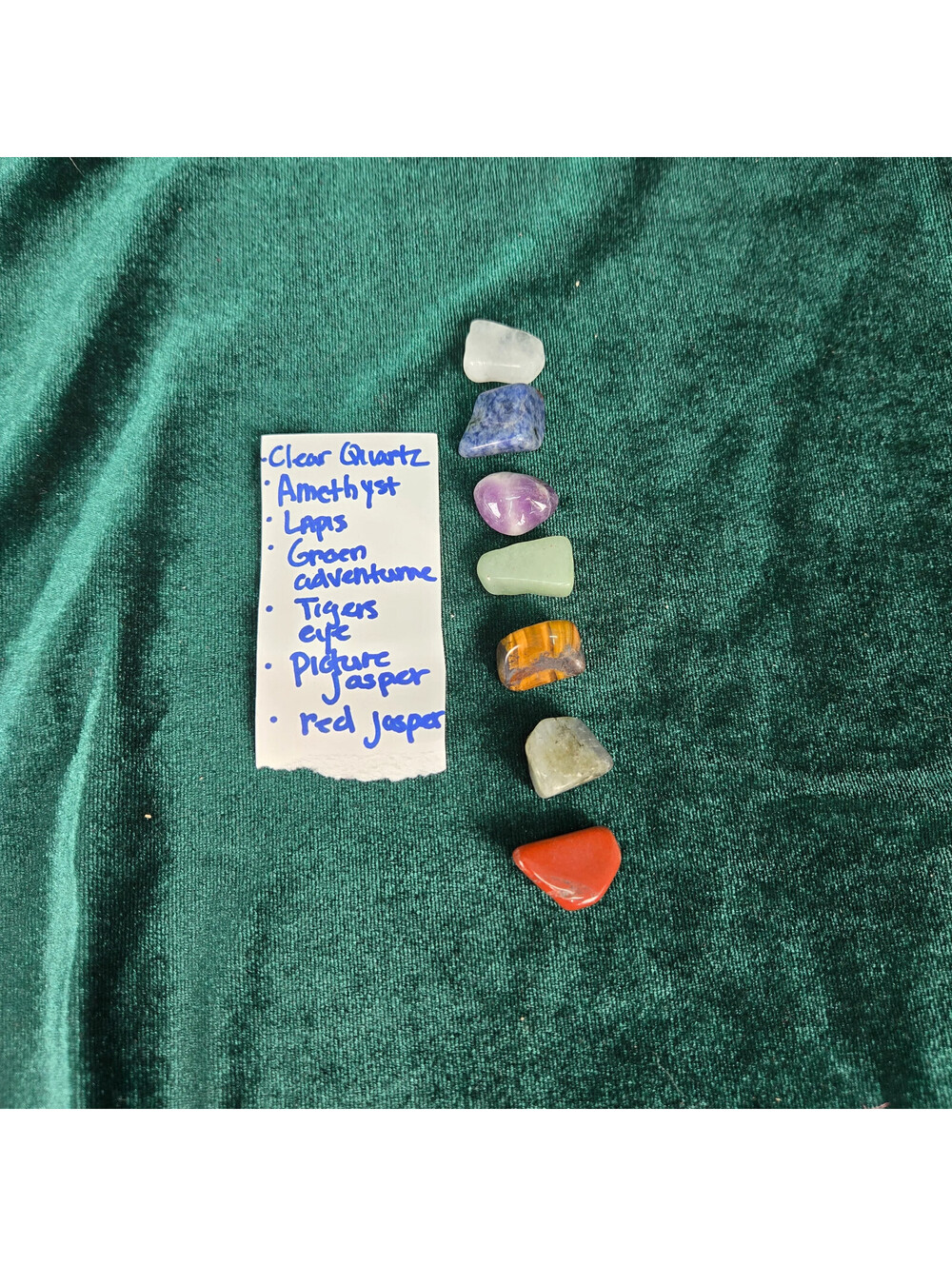 7 Tumbled Stones Clear Quartz Amethyst Lapis Tiger's Eye Jasper